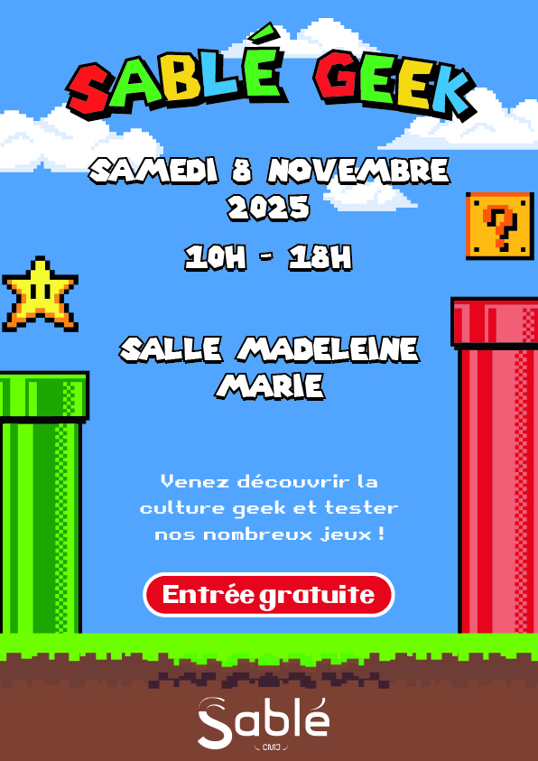 Venez découvrir la culture Geek le 8 novembre à Sablé avec le CMJ !